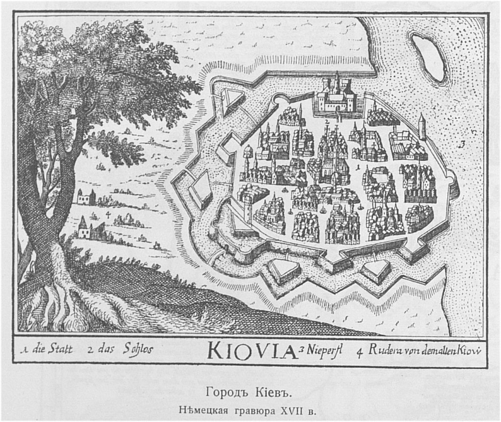План Киева на немецкой гравюре XVII века