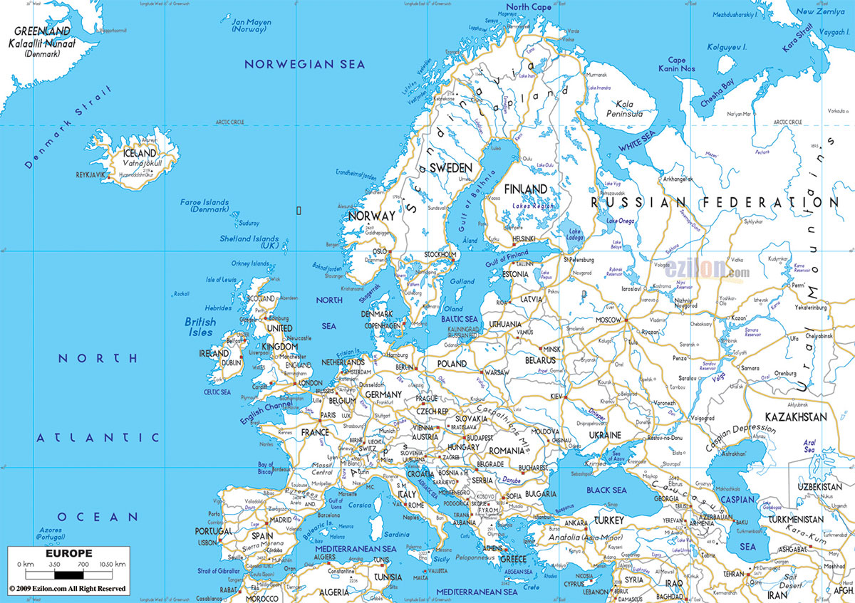 Карта Европы со странами и городами 2023 - proverka.com.ua