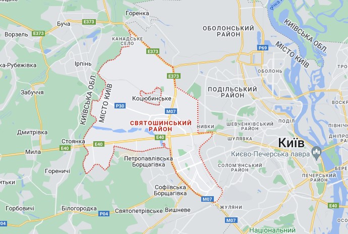 Святошинский район на Google Maps